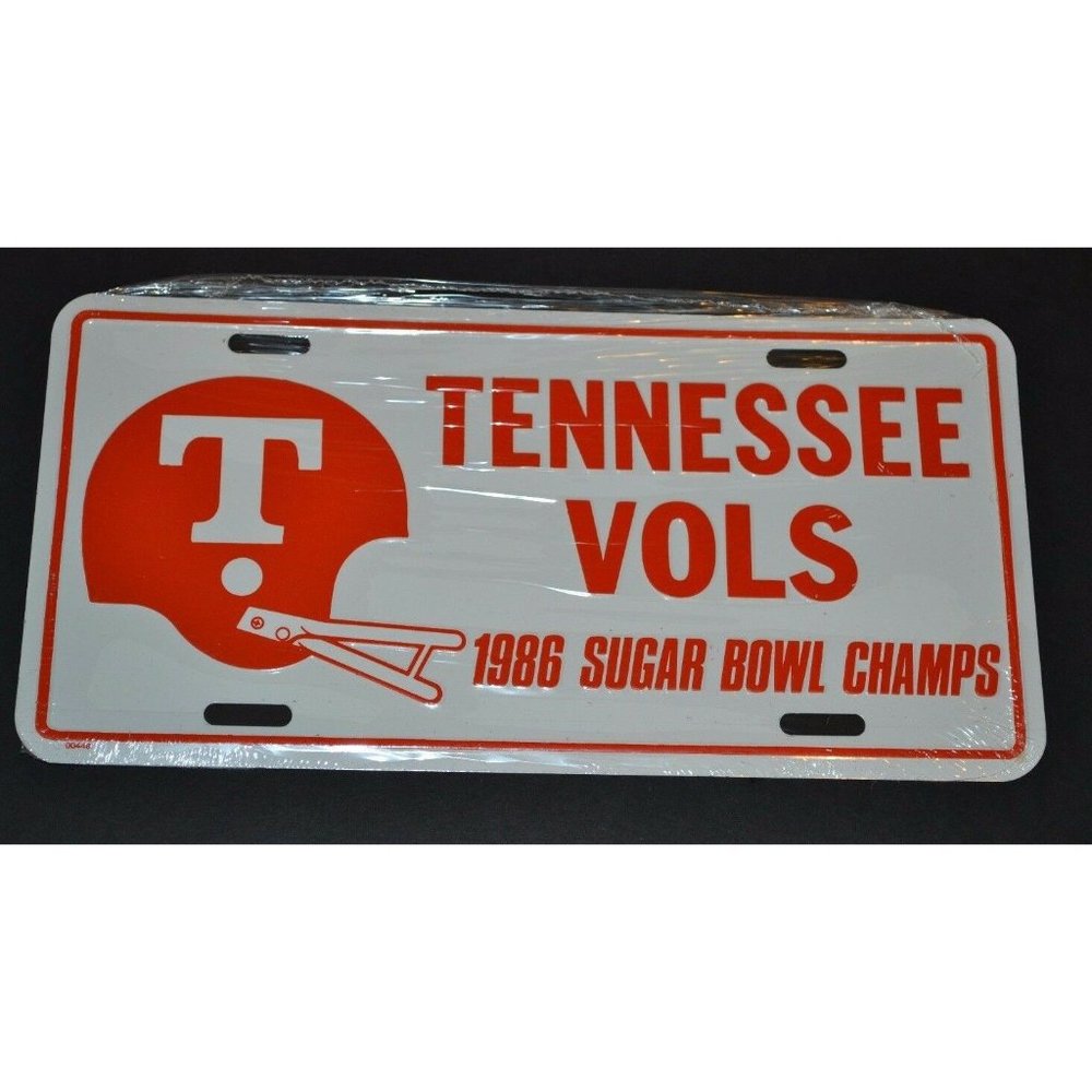 Vtg 1986 Tennessee Vols Sugar Bowl License Plate, Auto Tag